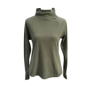 The American Outdoorsman Women's Ottoman Stripe Pullover Olive Green Small